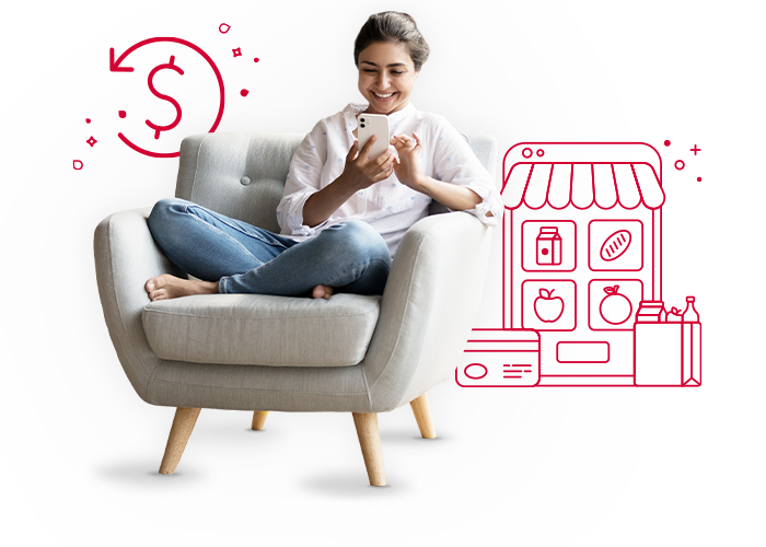 Young woman reviewing her UW Credit Union app