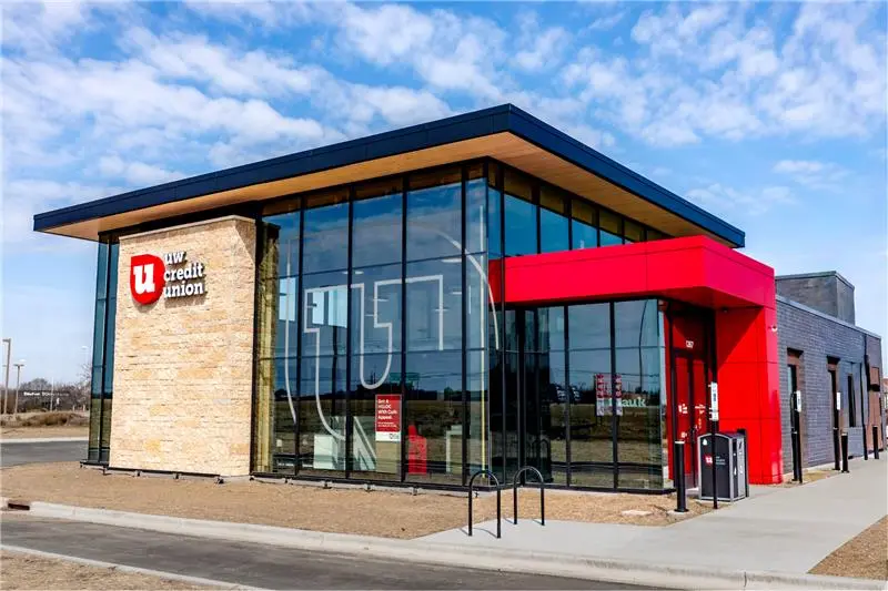 An exterior shot of the new UW Credit Union Branch opening in Pewaukee, Wisconsin on April 6th 2026.