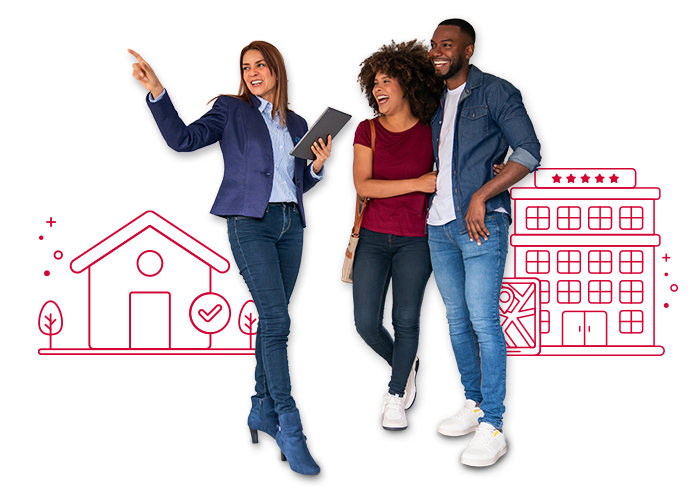 Couple talking to a lending officer about a home loan